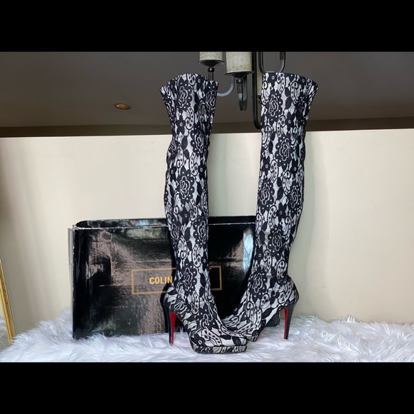 COLIN STUART NUDE LACE OVER THE KNEE BOOTS - Picture 11 of 16